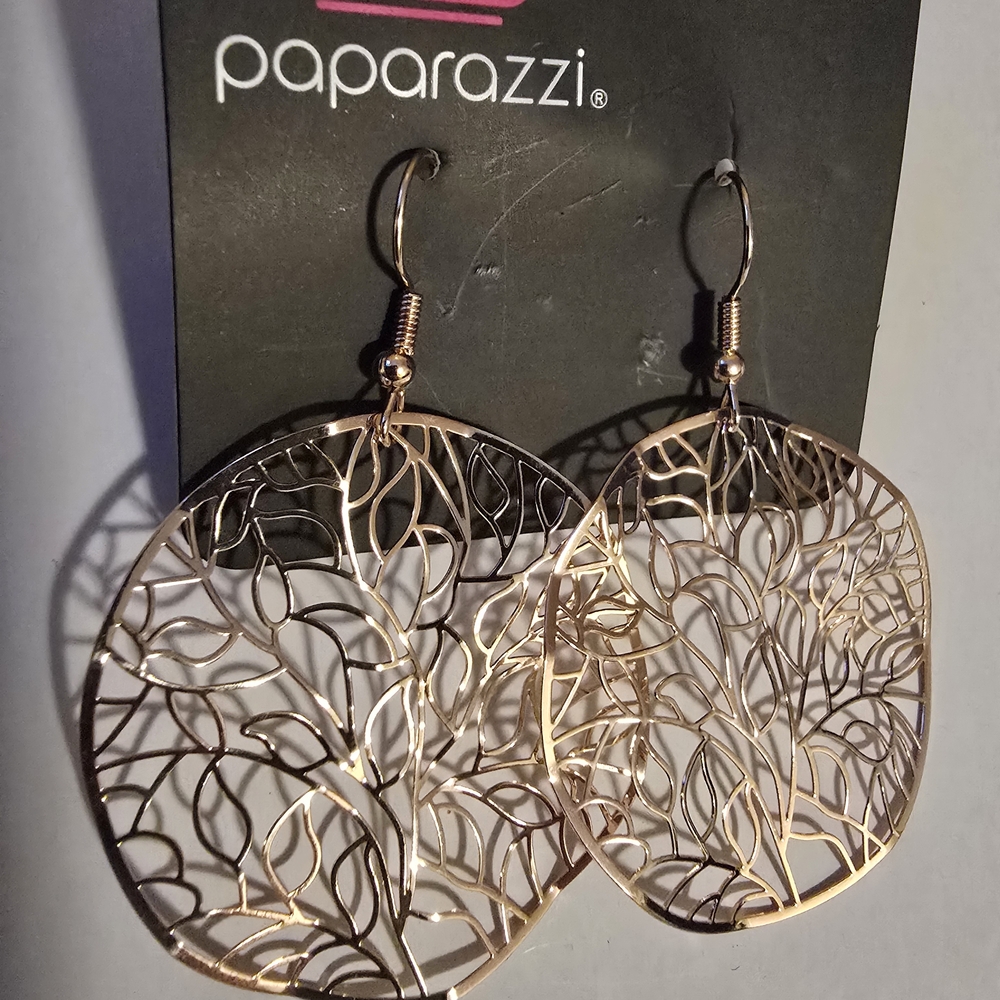 Paparazzi Rose Gold Tree of Life Filigree Circle Earrings